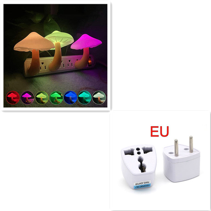 LED Mushroom Night Light with Sensor, Warm White EU/US Plug Wall Lamp