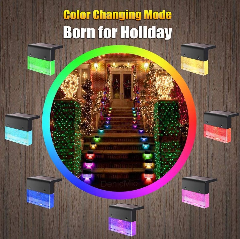 Waterproof RGB Solar LED Step Light for Garden Fence & Outdoor Decoration