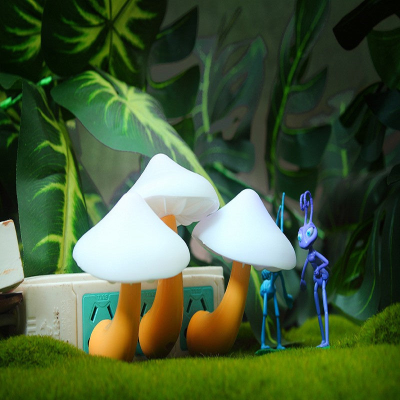 LED Mushroom Night Light with Sensor, Warm White EU/US Plug Wall Lamp