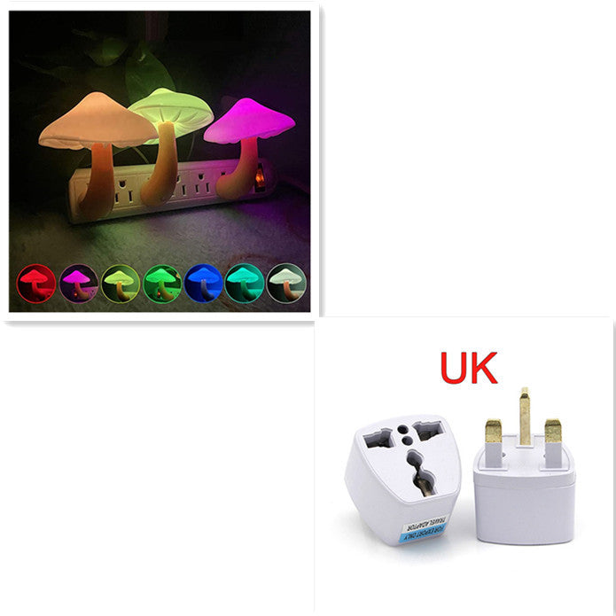LED Mushroom Night Light with Sensor, Warm White EU/US Plug Wall Lamp