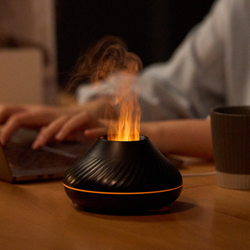 RGB Flame Aroma Diffuser – 130ml 3D Fire Effect Humidifier