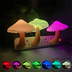 LED Mushroom Night Light with Sensor, Warm White EU/US Plug Wall Lamp