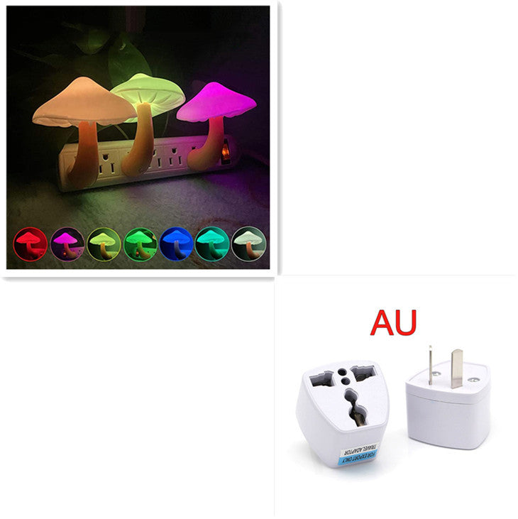 LED Mushroom Night Light with Sensor, Warm White EU/US Plug Wall Lamp