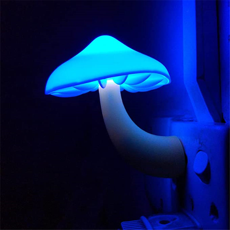 LED Mushroom Night Light with Sensor, Warm White EU/US Plug Wall Lamp